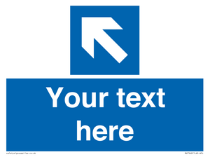 Custom Mandatory directional sign, blue arrow up and left